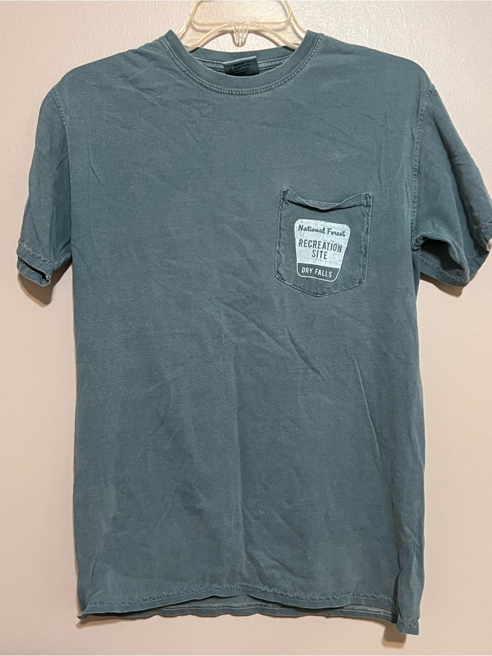 Comfort Colors Slate Blue Pocket Tee with Recreation Site Patch